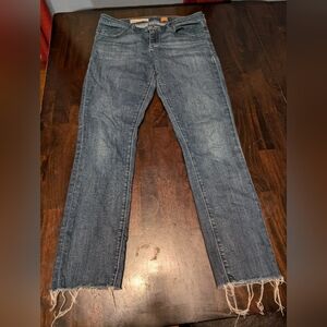 Pilcro and the Letterpress Women's No 29 Raw Hem Straight Leg Jeans